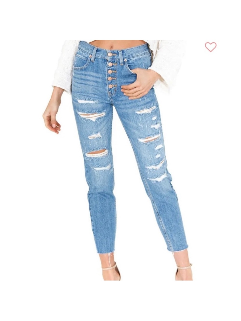 Free People We The Free Blossom Rigid Distressed Straight Leg Jeans Size 27